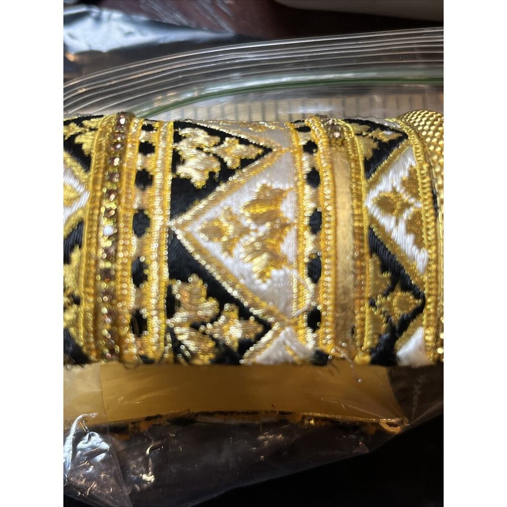 Vintage Roxanne Assoulin Wide Gold Cuff Tapestry Bracelet READ - Picture 8 of 8